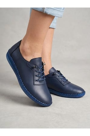 Hakiki Deri Taba Kadın Yürüyüş Ayakkabı Ortopedik Taban Düz Esnek Bağcıklı Comfort Sneaker
