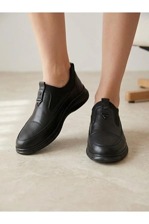 Hakiki Deri Acı Kahve Kadın Ayakkabı Ortopedik Taban Bağcıksız Comfort Casual Günlük Sneaker
