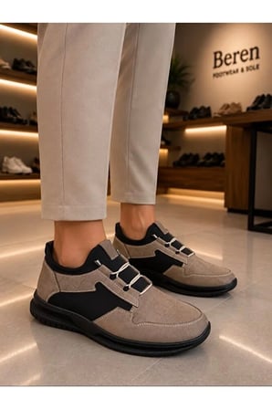 Erkek Hakiki Deri & Süet Kroko Detaylı Smart Casual Günlük Ayakkabı