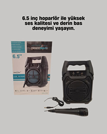 6.5 İnç Bluetooth Hoparlör Mikrofonlu Taşınabilir Karaoke ve Parti Sistemi