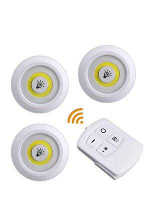 Led Lamba 3'lü Uzaktan Kumandalı Yapışkanlı