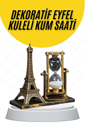 Dekoratif Eyfel Kulesi ve Kum Saati Vintage Tarzı Masa Süsü Biblo