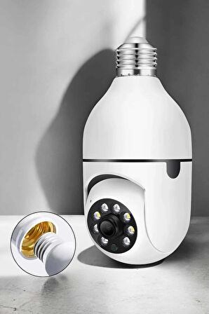 Wifi Kamera Duylu Ampul Görünümlü 360 Derece Dönebilen Ev Kamerası