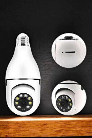 Ampul Görünümlü Güvenlik Kamerası Duylu Wifi Kamerası Dönebilen