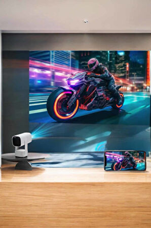 Akıllı Projeksiyon Powerbankli Taşınabilir Sinema Projektörü 4k HD Kaliteli