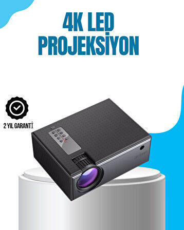 Full HD Destekli Taşınabilir Projeksiyon Cihazı – HDMI, USB, VGA Girişli, Uzaktan Kumandalı