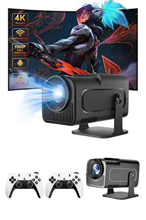 4K Android Smart Wi-fi Çift Kollu Projeksiyon Game Box Kumandalı Taşınabilir