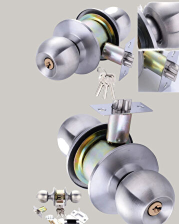 Paslanmaz Çelik Dayanıklı Topuzlu Kapı Kilidi