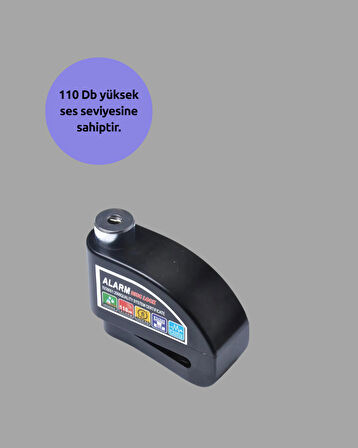 Suya Dayanıklı 110dB Alarmlı Çelik Disk Kilidi