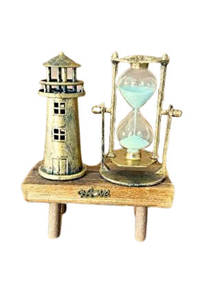 Hediyelik Eşya Retro Deniz Fenerli Kum Saati Ahşap Görünümlü Dekoratif Eşya