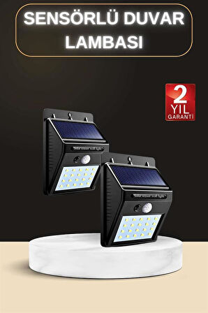 Bahçe Aydınlatma Sensörlü Güneş Enerjili Duvar Lambası 40 Led Işık