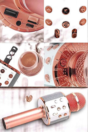 Kablosuz Bluetooth Karaoke Mikrofon USB ve AUX Girişli, Yüksek Ses Kalitesi