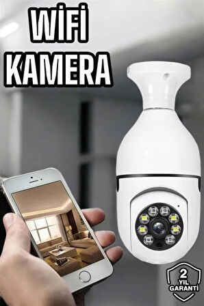 Ampul Görünümlü Güvenlik Kamerası Duylu Wifi Kamerası Dönebilen