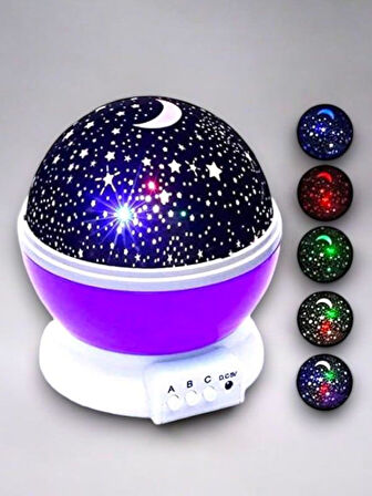 Dönen Renkli Gökyüzü Projektörlü Gece Lambası