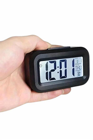 Dijital Masa Saati Termometreli Takvim Çalar Saat Led Ekran Pilli