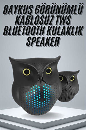 TWS Bluetooth Hoparlör Baykuş Tasarımlı Taşınabilir RGB Işıklı Uzun Pil Ömrü