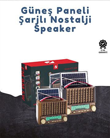 KTF-1428 Taşınabilir Güneş Enerjili Bluetooth Radyo Hoparlör – Şarjlı, Radyo, MP3, AUX Girişli