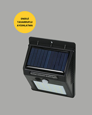 Sensörlü 20 LED Solar Duvar Lambası 3 Metre Algılama Mesafesi