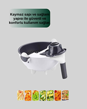 Döner Mekanizmalı Sebze Doğrayıcı Hazneli Rende