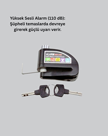Alarm Sensörlü Disk Kilidi Motosiklet Scooter Bisiklet Güvenlik
