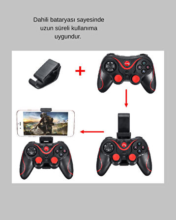 Çift Analog Joystick ve 14 Tuşlu Bluetooth Oyun Kumandası