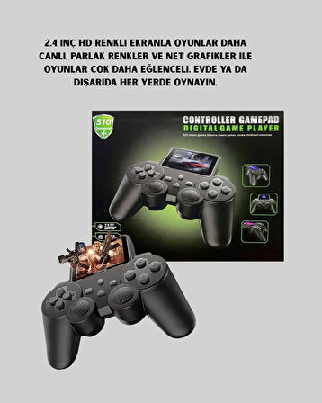 500 Oyunlu Nostaljik El Tipi Oyun Konsolu, Taşınabilir Şarjlı Cihaz, Renkli Ekran ve TV Destekli