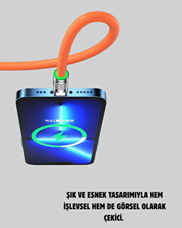 Çinko Alaşımlı Uçlu 120 W Şarj Kablosu – Dolaşmaya Dayanıklı 1,2 m USB Kablo