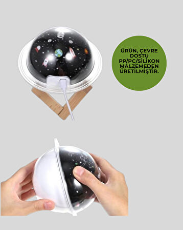 Projektör ışığı bulunan USB bağlantılı mini aromaterapi destekli hava nemlendirici