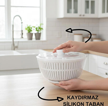 Berina Home Salata ve Sebze Kurutucu Jumbo Boy 5 Litre – Bpa Free, Bulaşık Makinesine Uyumlu