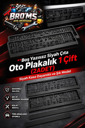 Boş Yazısız Siyah Çıta Oto Plakalık 1 Çift (2ADET) Siyah Kasa Dayanıklı ve Şık Model