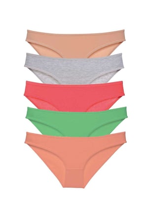 5 adet Eko Set Likralı Kadın Slip Külot Soft Renkler - L