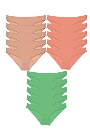 15 adet Süper Eko Set Likralı Kadın Slip Külot Ten Pudra Yeşil - L