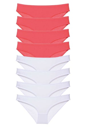 8 adet Eko Set Likralı Kadın Slip Külot Fuşya Beyaz - S