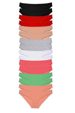 16 adet Süper Eko Set Likralı Kadın Slip Külot 8 Renkli - XL