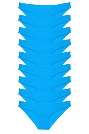 9 adet Süper Eko Set Likralı Kadın Slip Külot Mavi - L
