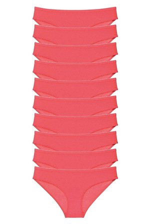10 adet Süper Eko Set Likralı Kadın Slip Külot Fuşya - S
