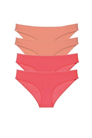 4 adet Eko Set Likralı Kadın Slip Külot Pudra Fuşya - S
