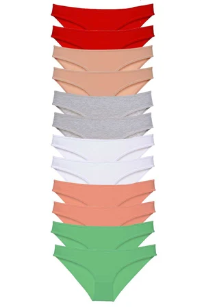 12 adet Süper Eko Set Likralı Kadın Slip Külot Set 4 - XL