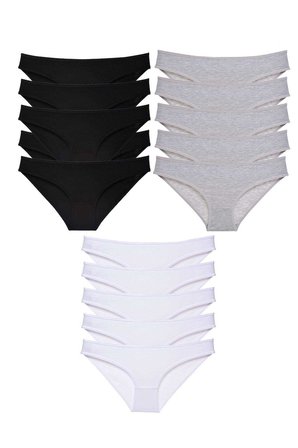 15 adet Süper Eko Set Likralı Kadın Slip Külot Siyah Gri Beyaz - M