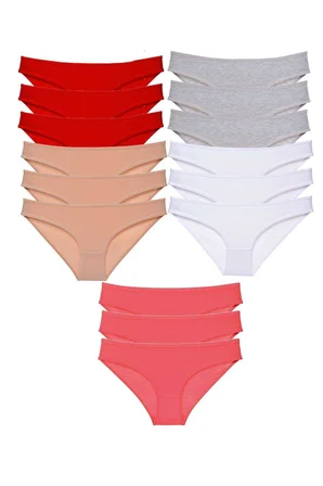 15 adet Süper Eko Set Likralı Kadın Slip Külot 522 - XL