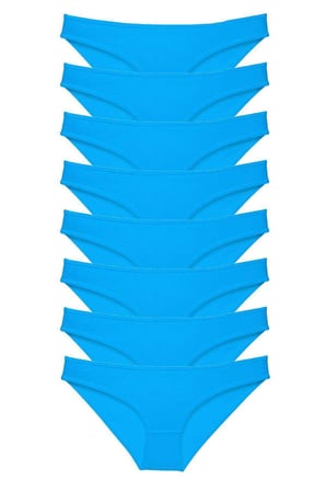 8 adet Süper Eko Set Likralı Kadın Slip Külot Mavi - M