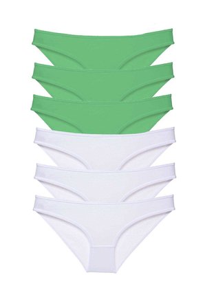 6 adet Eko Set Likralı Kadın Slip Külot Yeşil Beyaz - XL