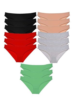 15 adet Süper Eko Set Likralı Kadın Slip Külot Siyah Kırmızı Ten Gri Yeşil - XL