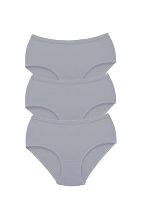 3 Adet Tutku Kadın Yüksek Bel Bato Kalın Lastik Külot Gri - XL