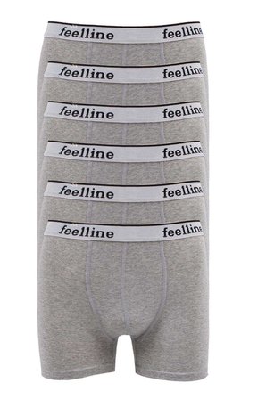 6 adet Feelline Gri Pamuklu Doğal Likralı Erkek Boxer - XL