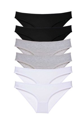 6 adet Süper Eko Set Likralı Kadın Slip Külot Siyah Gri Beyaz - S