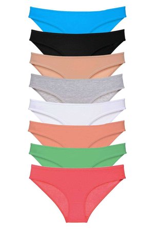 8 adet Süper Eko Set Likralı Kadın Slip Külot Set 7 - L