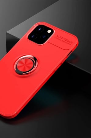 Newface Apple iPhone 12 Kılıf Range Yüzüklü Silikon - Kırmızı