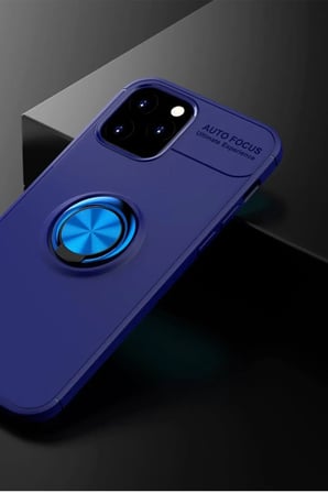 Newface Apple iPhone 12 Kılıf Range Yüzüklü Silikon - Mavi