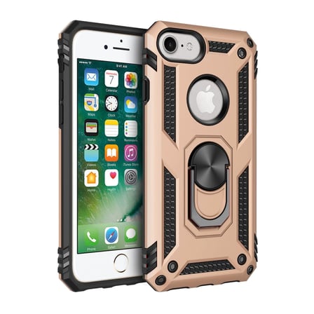 Newface Apple iPhone 7 Kılıf Sofya Yüzüklü Silikon Kapak - Gold